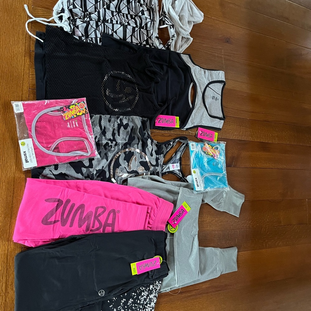 Zumba New HUGE Bundle with Tops pants and leggingss
